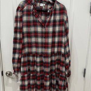 GAP Red and White Plaid Casual Dress